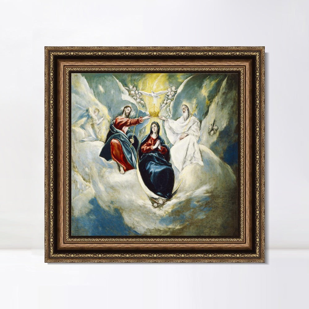 INVIN ART Framed Canvas Art Giclee Print La Coronaci篓庐n De La Virgen by El Greco Wall Art