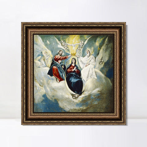 INVIN ART Framed Canvas Art Giclee Print La Coronación De La Virgen by El Greco Wall Art Living Room Home Office Decorations
