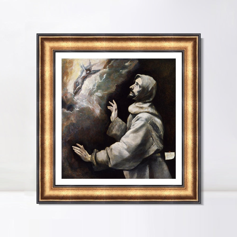 INVIN ART Framed Canvas Art Giclee Print Saint Francis Receiving The Stigmata by El Greco Wall Art