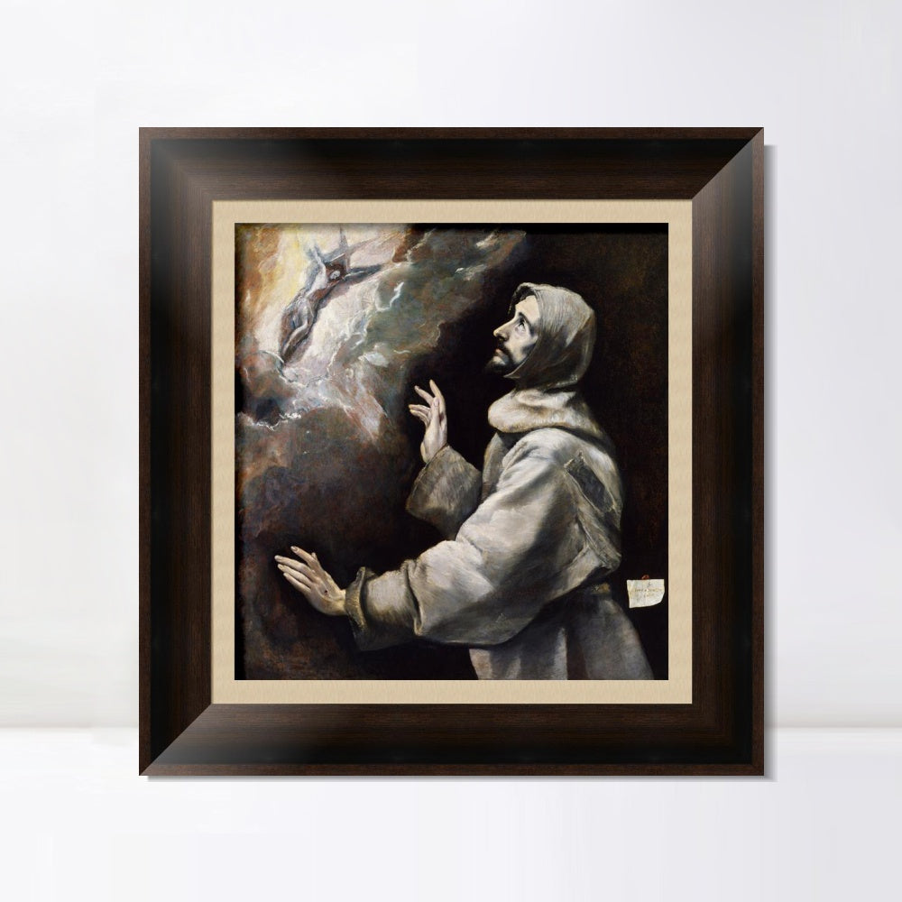 INVIN ART Framed Canvas Art Giclee Print Saint Francis Receiving The Stigmata by El Greco Wall Art