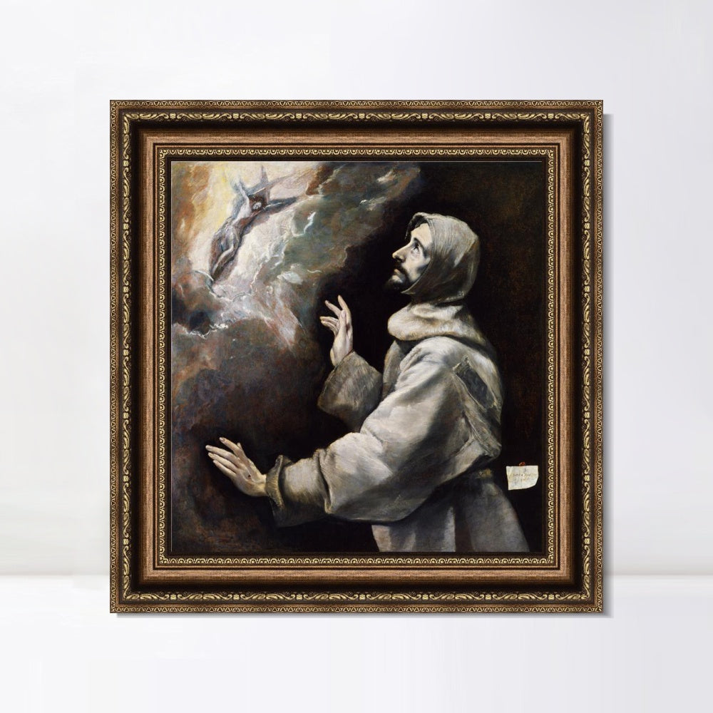 INVIN ART Framed Canvas Art Giclee Print Saint Francis Receiving The Stigmata by El Greco Wall Art