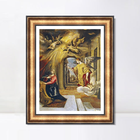 INVIN ART Framed Canvas Art Giclee Print The Annunciation by El Greco Wall Art Living Room Home Office Decorations