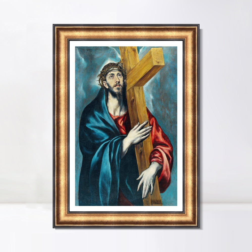 INVIN ART Framed Canvas Art Giclee Print Jesus Christ Carrying The Cross by El Greco Wall Art