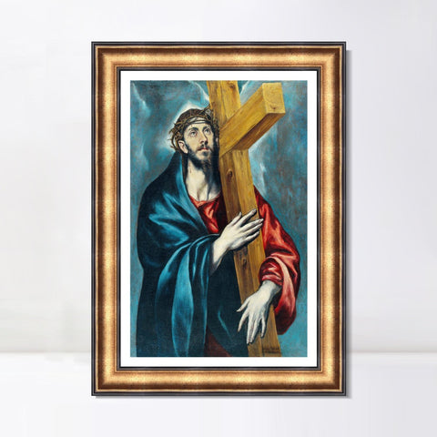 INVIN ART Framed Canvas Art Giclee Print Jesus Christ Carrying The Cross by El Greco Wall Art Living Room Home Office Decorations