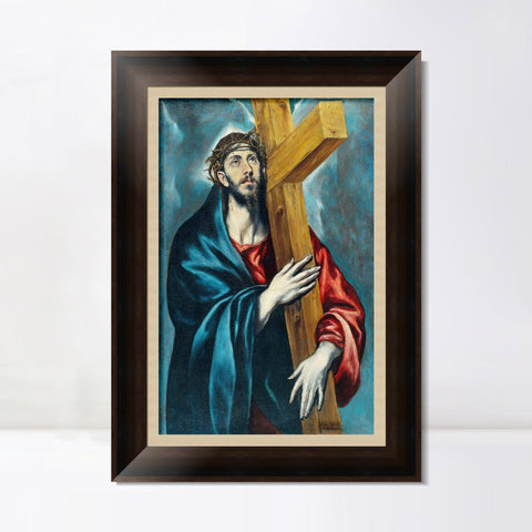 INVIN ART Framed Canvas Art Giclee Print Jesus Christ Carrying The Cross by El Greco Wall Art Living Room Home Office Decorations