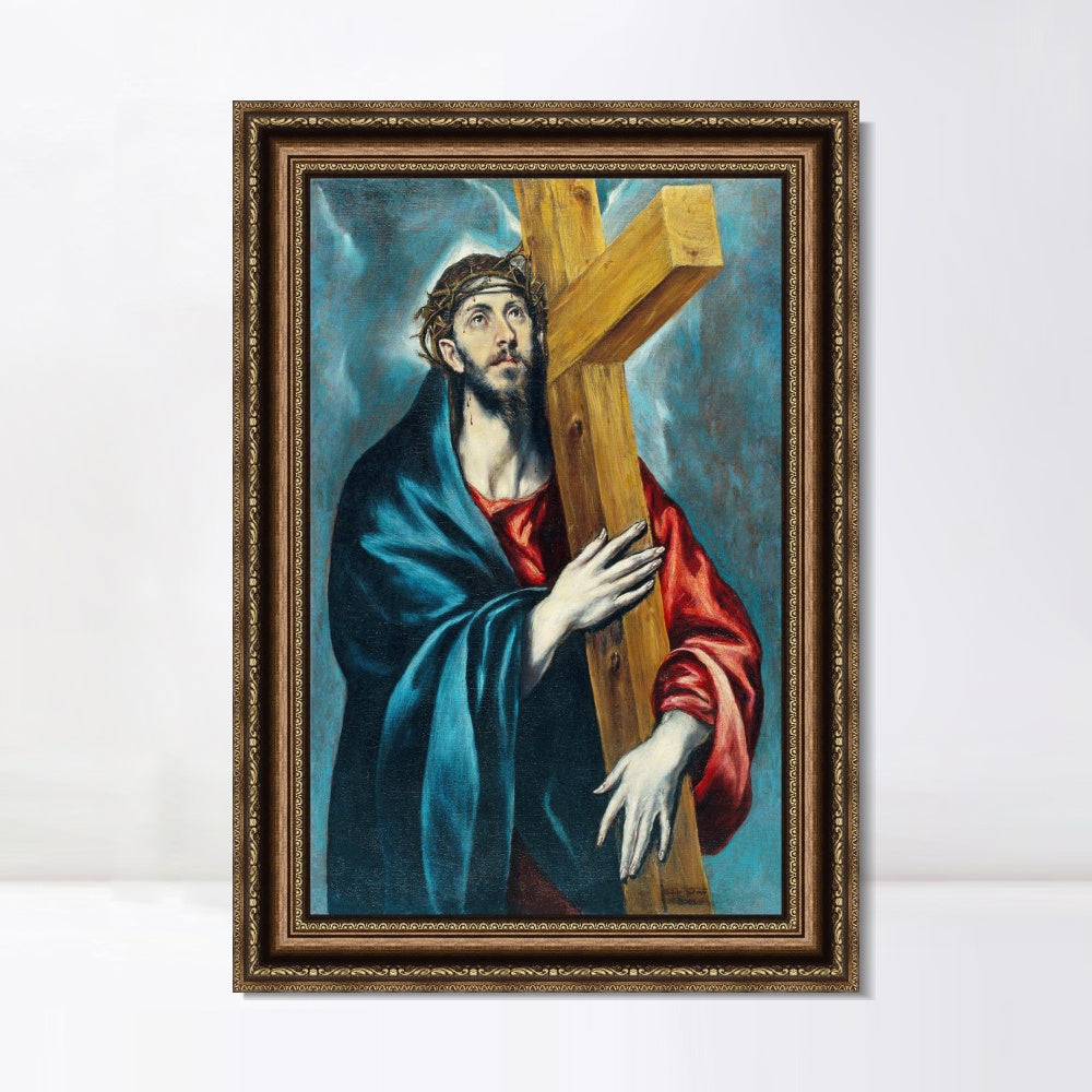 INVIN ART Framed Canvas Art Giclee Print Jesus Christ Carrying The Cross by El Greco Wall Art