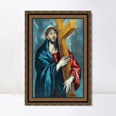 INVIN ART Framed Canvas Art Giclee Print Jesus Christ Carrying The Cross by El Greco Wall Art Living Room Home Office Decorations
