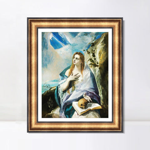 INVIN ART Framed Canvas Art Giclee Print The Penitent Magdalene by El Greco Wall Art Living Room Home Office Decorations