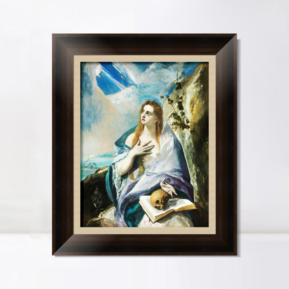 INVIN ART Framed Canvas Art Giclee Print The Penitent Magdalene by El Greco Wall Art
