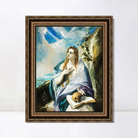 INVIN ART Framed Canvas Art Giclee Print The Penitent Magdalene by El Greco Wall Art Living Room Home Office Decorations