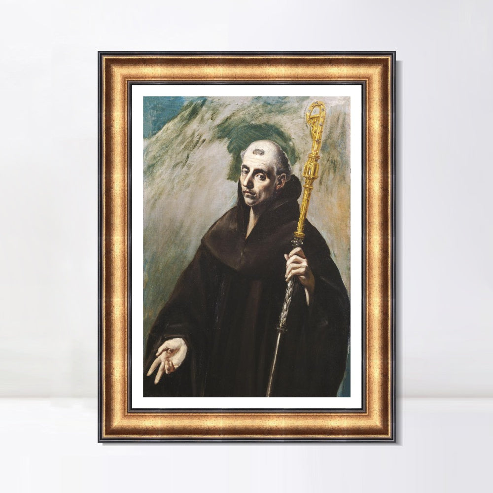 INVIN ART Framed Canvas Art Giclee Print Benedykt by El Greco Wall Art