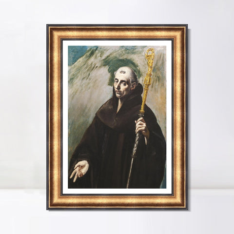 INVIN ART Framed Canvas Art Giclee Print Benedykt by El Greco Wall Art Living Room Home Office Decorations