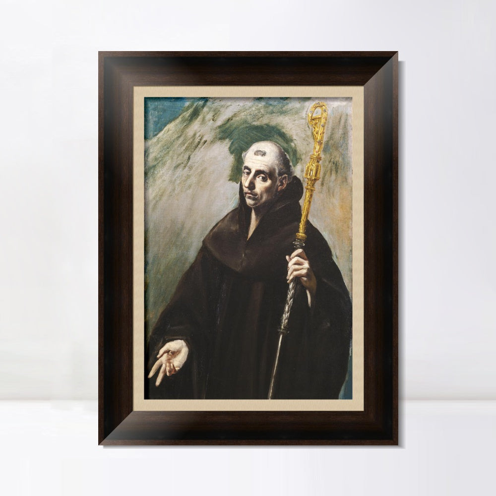 INVIN ART Framed Canvas Art Giclee Print Benedykt by El Greco Wall Art
