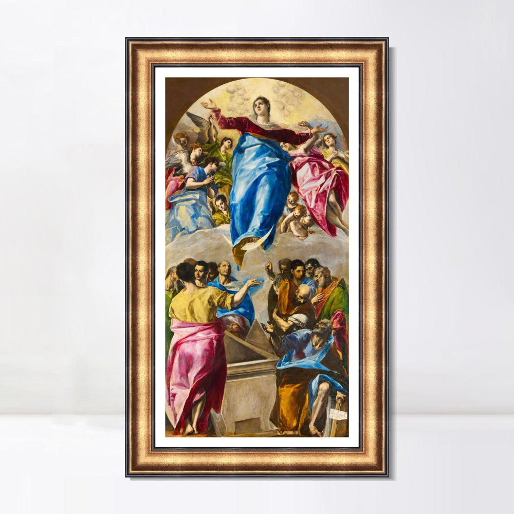INVIN ART Framed Canvas Art Giclee Print Assumption Of The Virgin by El Greco Wall Art