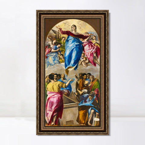 INVIN ART Framed Canvas Art Giclee Print Assumption Of The Virgin by El Greco Wall Art Living Room Home Office Decorations