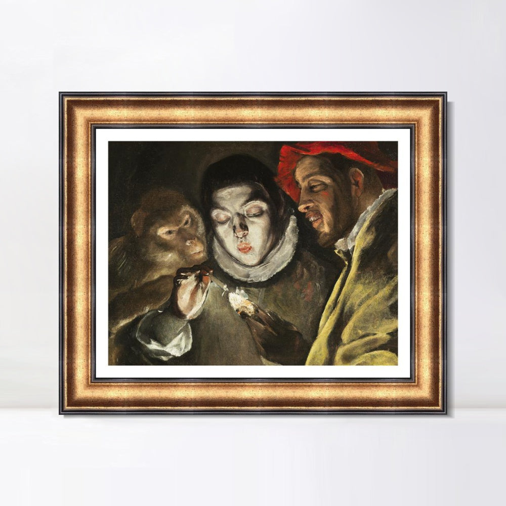 INVIN ART Framed Canvas Art Giclee Print Allegory with A Boy by El Greco Wall Art