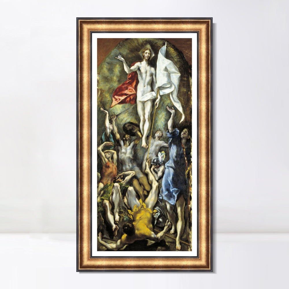 INVIN ART Framed Canvas Art Giclee Print Resurreccion Prado by El Greco Wall Art