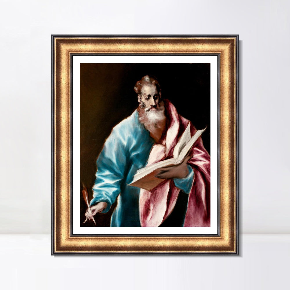INVIN ART Framed Canvas Art Giclee Print Saint Matthew by El Greco Wall Art
