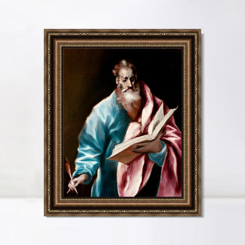 INVIN ART Framed Canvas Art Giclee Print Saint Matthew by El Greco Wall Art Living Room Home Office Decorations
