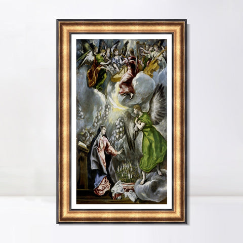 INVIN ART Framed Canvas Art Giclee Print The Annunciation 1597 by El Greco Wall Art Living Room Home Office Decorations