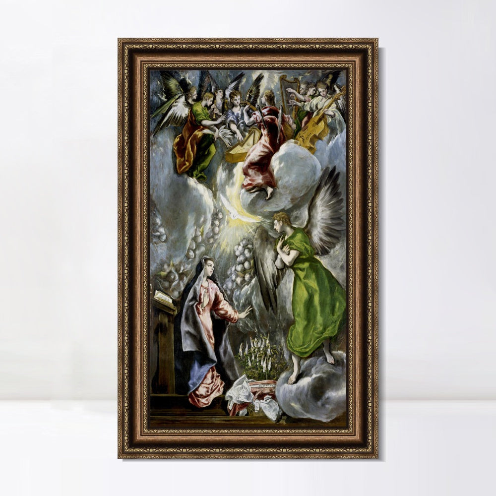 INVIN ART Framed Canvas Art Giclee Print The Annunciation 1597 by El Greco Wall Art