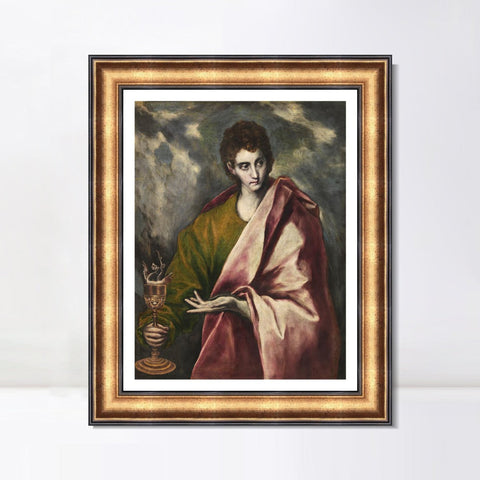 INVIN ART Framed Canvas Art Giclee Print Saint John The Evangelist by El Greco Wall Art Living Room Home Office Decorations