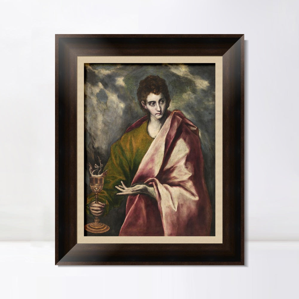 INVIN ART Framed Canvas Art Giclee Print Saint John The Evangelist by El Greco Wall Art