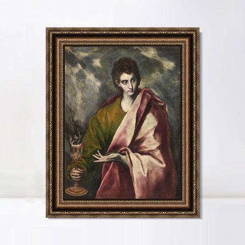 INVIN ART Framed Canvas Art Giclee Print Saint John The Evangelist by El Greco Wall Art Living Room Home Office Decorations