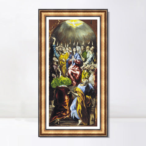 INVIN ART Framed Canvas Art Giclee Print Pentecost by El Greco Wall Art Living Room Home Office Decorations