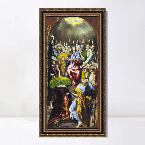 INVIN ART Framed Canvas Art Giclee Print Pentecost by El Greco Wall Art Living Room Home Office Decorations