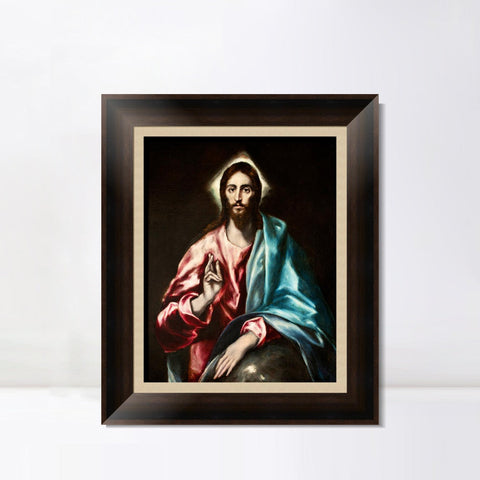 INVIN ART Framed Canvas Art Giclee Print Christ as Saviour by El Greco Wall Art Living Room Home Office Decorations