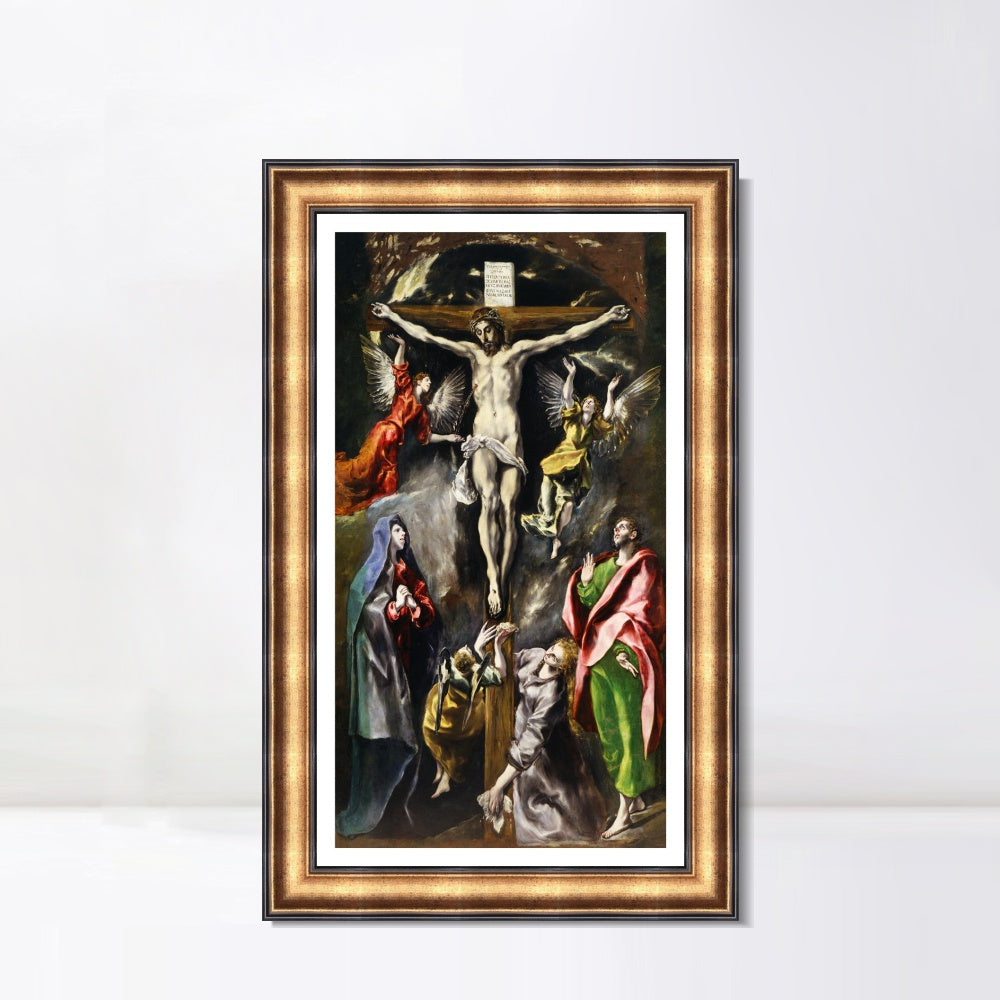 INVIN ART Framed Canvas Art Giclee Print Baptism of Christ by El Greco Wall Art