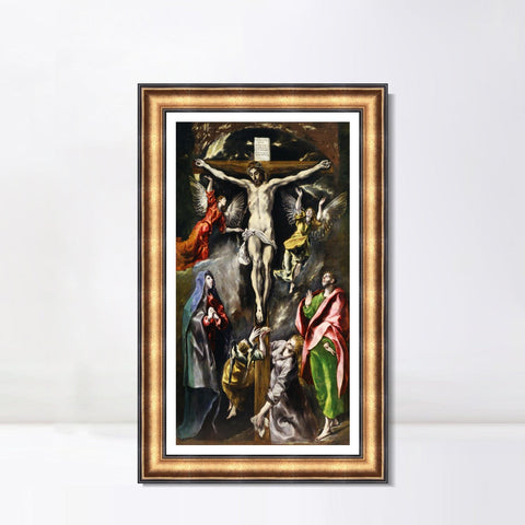 INVIN ART Framed Canvas Art Giclee Print Baptism of Christ by El Greco Wall Art Living Room Home Office Decorations