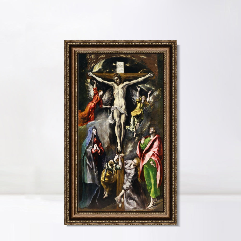 INVIN ART Framed Canvas Art Giclee Print Baptism of Christ by El Greco Wall Art