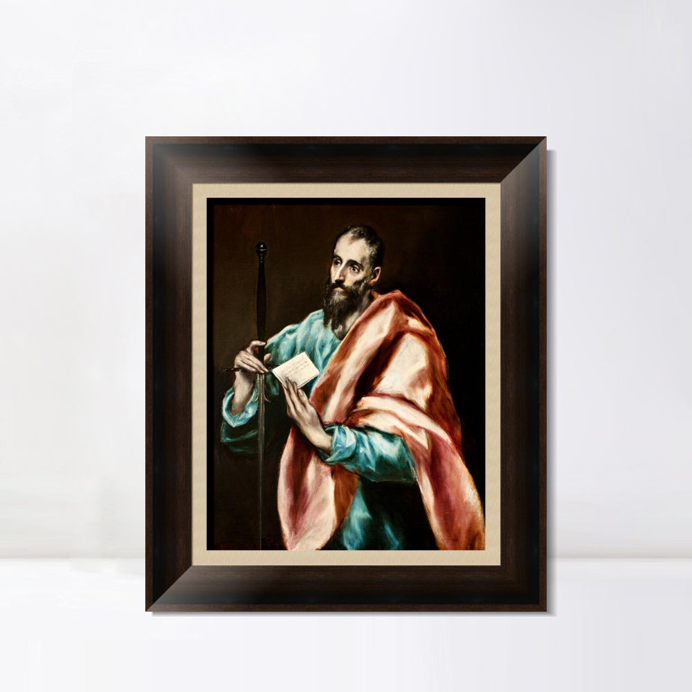 INVIN ART Framed Canvas Art Giclee Print Saint Paul, The Apostle by El Greco Wall Art