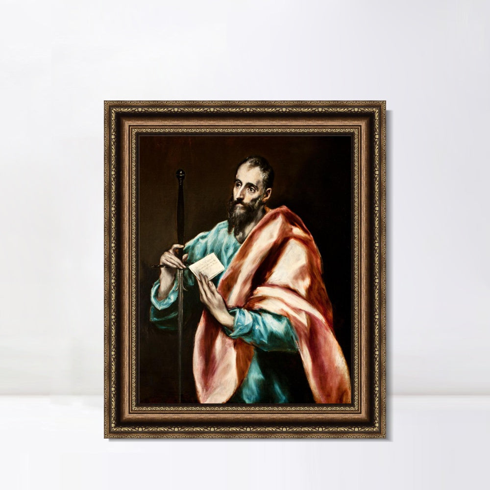 INVIN ART Framed Canvas Art Giclee Print Saint Paul, The Apostle by El Greco Wall Art