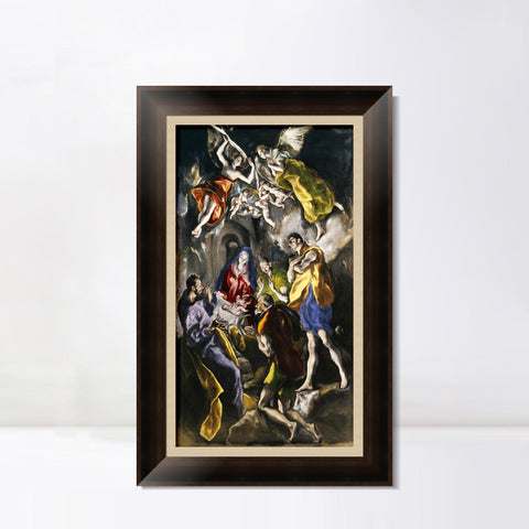 INVIN ART Framed Canvas Art Giclee Print La Adoración De Los Pastores by El Greco Wall Art Living Room Home Office Decorations