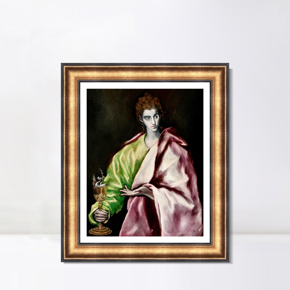 INVIN ART Framed Canvas Art Giclee Print St. John The Evangelist by El Greco Wall Art