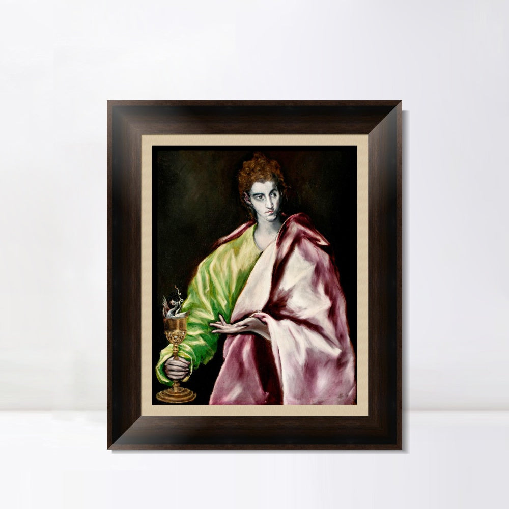 INVIN ART Framed Canvas Art Giclee Print St. John The Evangelist by El Greco Wall Art