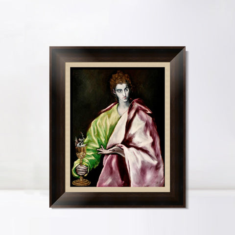 INVIN ART Framed Canvas Art Giclee Print St. John The Evangelist by El Greco Wall Art Living Room Home Office Decorations