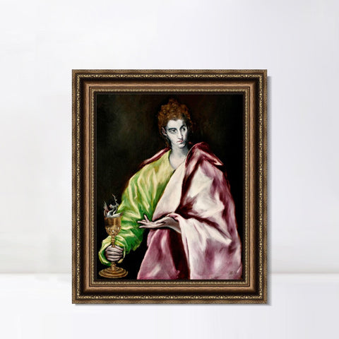 INVIN ART Framed Canvas Art Giclee Print St. John The Evangelist by El Greco Wall Art Living Room Home Office Decorations