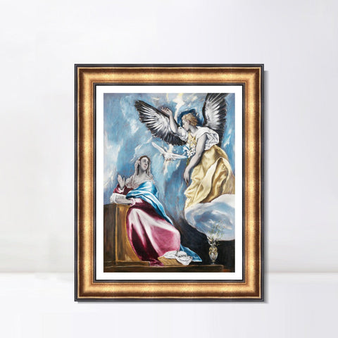 INVIN ART Framed Canvas Art Giclee Print The Annunciation by El Greco Wall Art Living Room Home Office Decorations