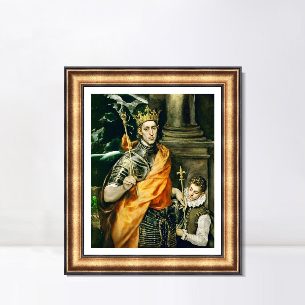 INVIN ART Framed Canvas Art Giclee Print St Louis, King of France by El Greco Wall Art