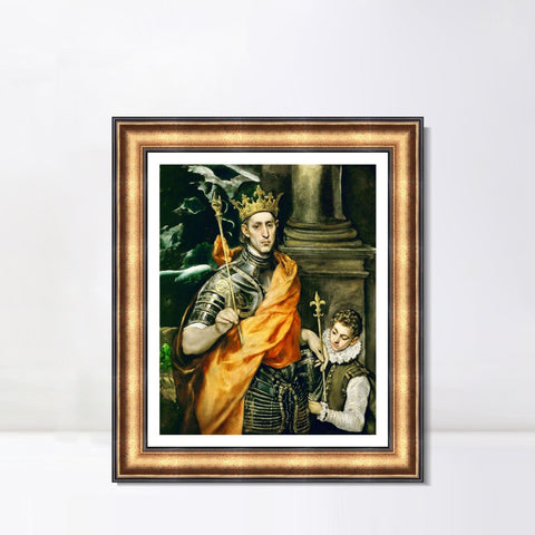 INVIN ART Framed Canvas Art Giclee Print St Louis, King of France by El Greco Wall Art Living Room Home Office Decorations