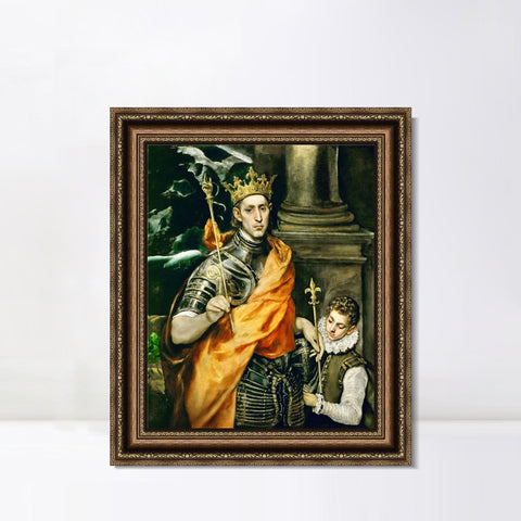 INVIN ART Framed Canvas Art Giclee Print St Louis, King of France by El Greco Wall Art Living Room Home Office Decorations