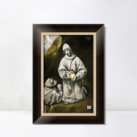 INVIN ART Framed Canvas Art Giclee Print St Francis And Brother Leo Meditating On Death by El Greco Wall Art Living Room Home Office Decorations