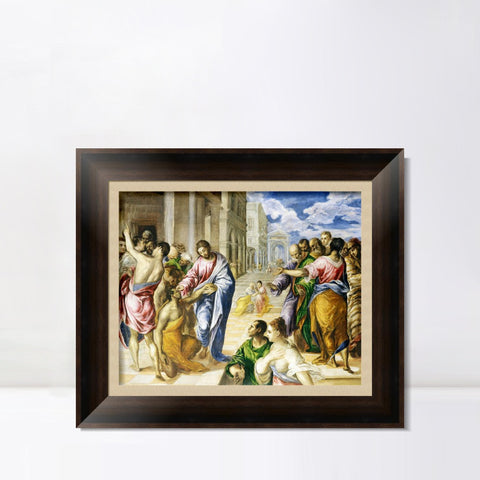 INVIN ART Framed Canvas Art Giclee Print Christ Healing The Blind by El Greco Wall Art Living Room Home Office Decorations