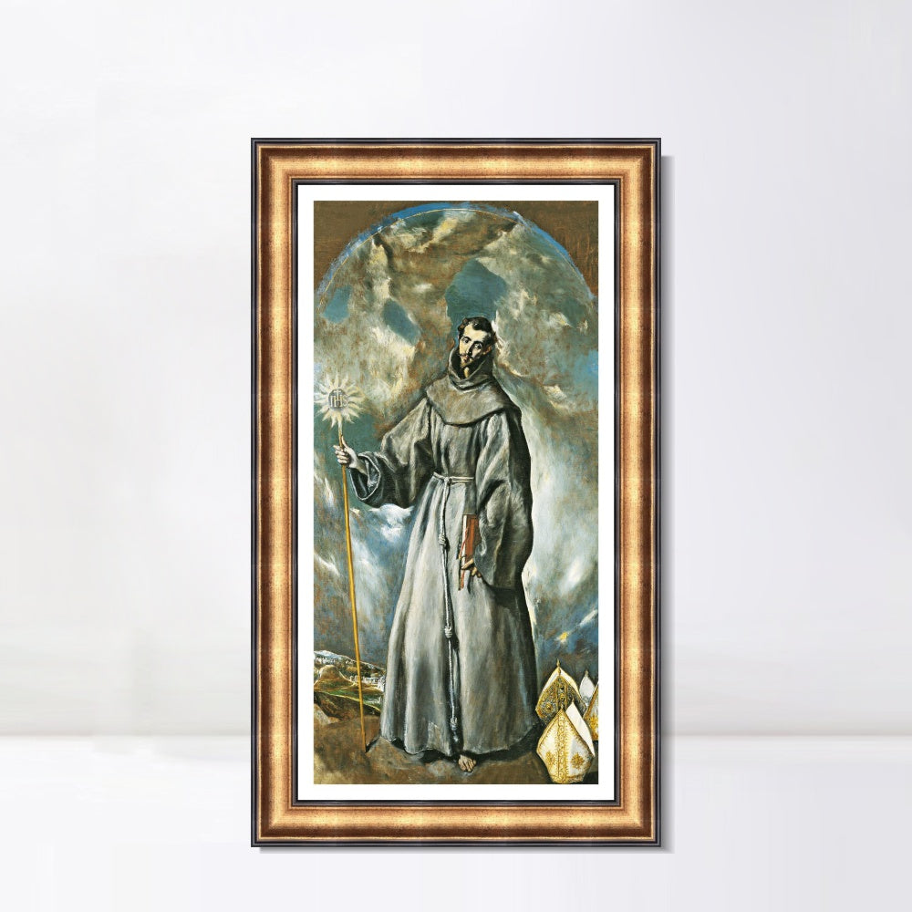 INVIN ART Framed Canvas Art Giclee Print Saint Bernardino 1603 by El Greco Wall Art