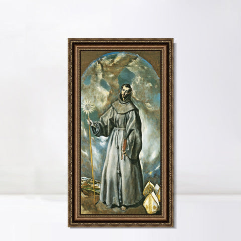 INVIN ART Framed Canvas Art Giclee Print Saint Bernardino 1603 by El Greco Wall Art Living Room Home Office Decorations