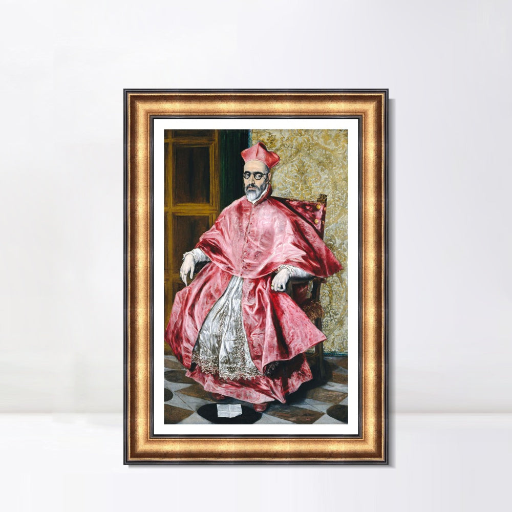 INVIN ART Framed Canvas Art Giclee Print Portrait Of A Cardinal by El Greco Wall Art